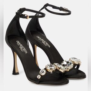 Giambattista Valli Diamond Clash
Jeweled Metallic Satin Heel Sandals size 39 1/2